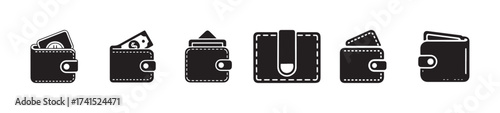 Wallet icon, sign for mobile concept and web design, money bag wallet vector silhouette black color, wallet sign and symbol, vector illustration EPS 10.