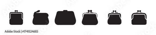 Wallet card cash icon, wallet filled icon, money purse set, wallet symbol, vector illustration eps