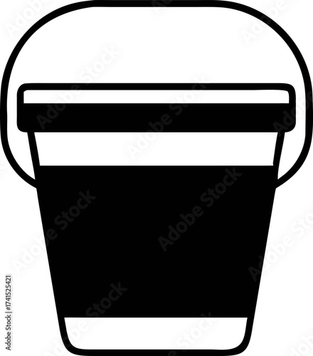 Clean vector line art icon of a basic utility bucket with a handle. Ideal for modern web, app design, and graphic illustrations