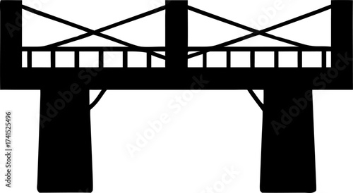 Bridge Construction, Urban Area, Digital Illustration, Modern Design, Aerial View, Innovative Engineering