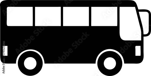 Monochrome Vehicle Icon Sleek Silhouette of a Bus for Transportation, Travel and City Themes with a Modern, Simple Design