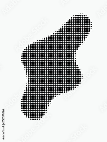 Abstract Dot Blob with Organic Contour, Halftone Texture, and Black Grid Pattern on White Background