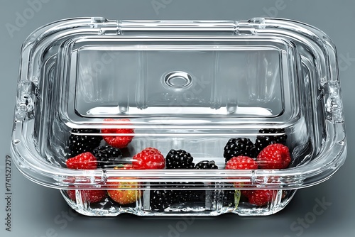 Ripe cherries and strawberries fresh packaging high resolution picture