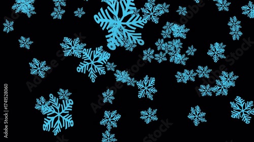 Set Of Snowflakes Falling From Top To Bottom With Transparent Background