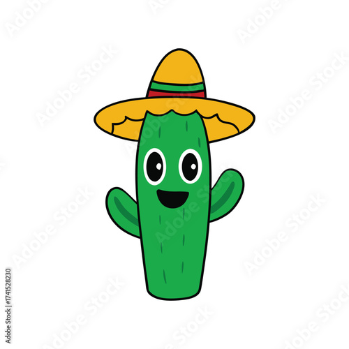 Cute cartoon desert cactus illustration with vibrant colors