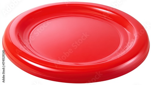 Vibrant red plastic plate isolated on white background