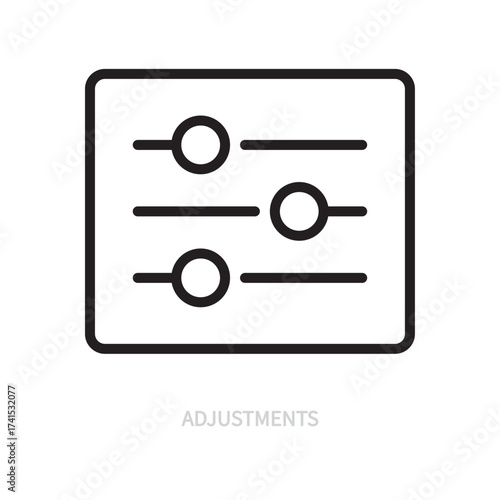 Adjustments line icon. Settings concept. Options symbol. Isolated on a white background. Editable stroke. Flat design. Vector illustration.