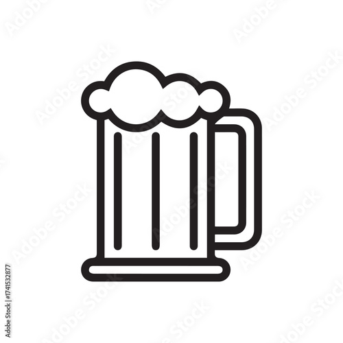 Beer Mug Icon – Simple Foam Glass Outline Vector