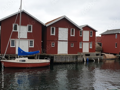 The boathouse in Smögen Marina in western Sweden