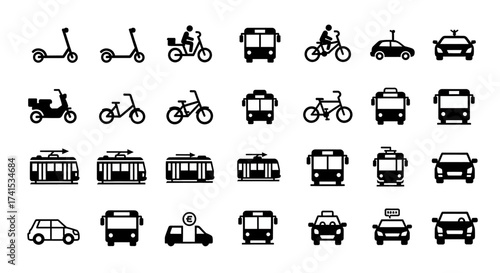 Public and Personal Transportation Vector Glyph Icon Set