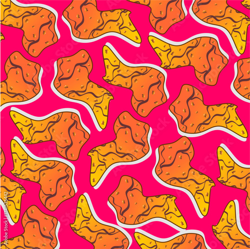 Fried chicken pattern background. Fried chicken seamless pattern background. Fast food fried chicken illustration. Fried chicken wing pattern illustration. Fast food vector. Gradient fast food.
