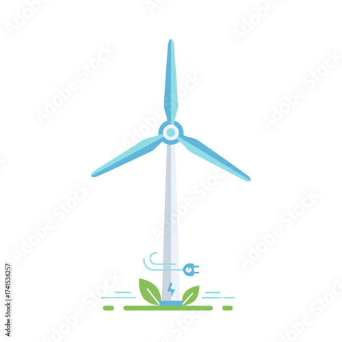 Minimal renewable energy wind turbine icon vector illustration representing eco-friendly power, clean energy