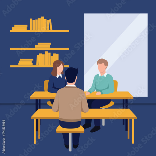 Job Interview in Office  flat style illustration