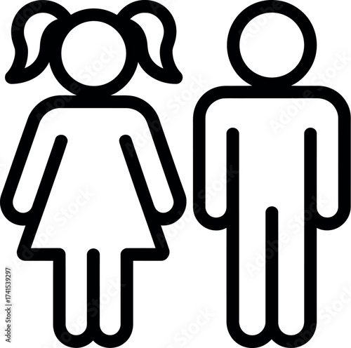 Vector art of simple male and female icon, representing gender and relationship