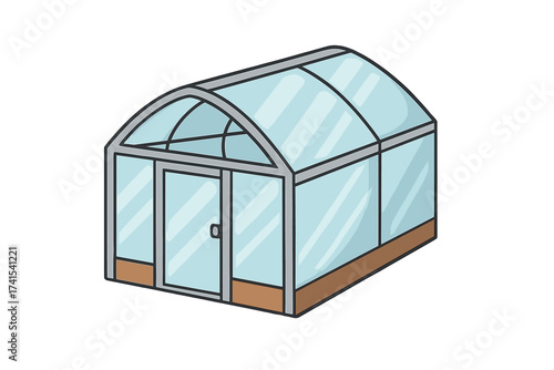 Greenhouse vector illustration. Hothouse for growing plants, flowers. Garden glass house icon. Agriculture, farming symbol. Empty conservatory, botanical structure isolated.