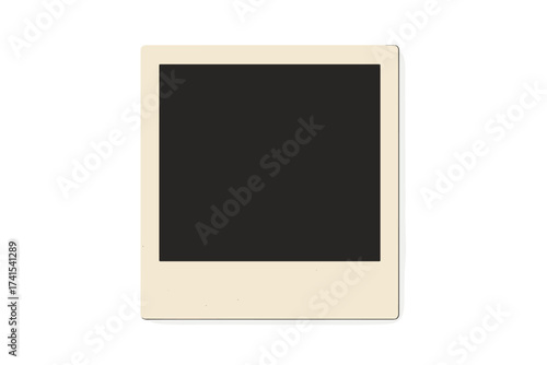 Retro photo frame with shadow vector illustration. Empty instant camera picture. Blank vintage photograph template isolated on a white background for your memories or mockup.