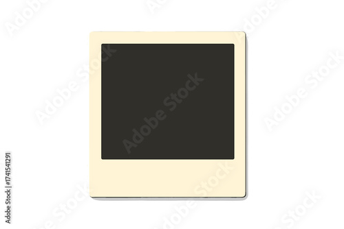 Retro photo frame with shadow. Blank vintage instant picture border. Empty photograph template for mockup. Old nostalgic memory album element. Vector illustration isolated.