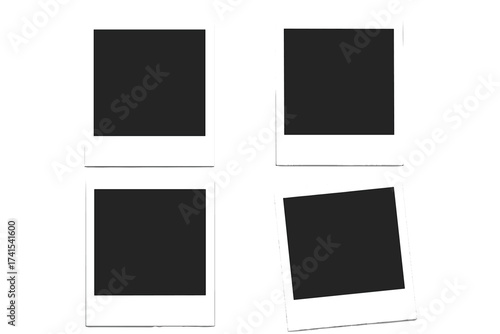Set of blank instant photo frames. Vector illustration mockup for photography or social media. Empty retro picture borders for memory, scrapbook, or gallery design template.
