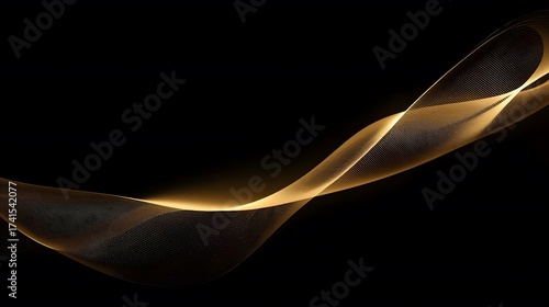 Ethereal waves of shimmering gold cascade across the inky black canvas, a mesmerizing dance of light.