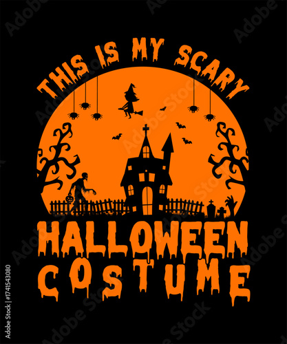 This Is My Scary Halloween Costume, Haunted House with Witch