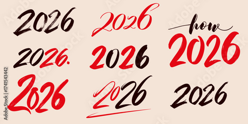 Vector typography logo 2026, New Year 2026 set, Collection of numbers "Happy New Year 2026"