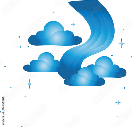 Clouds and Blue Waterfall