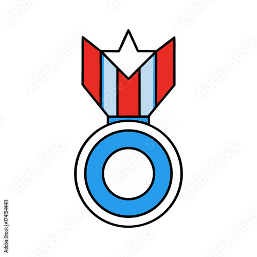 Award medal vector icon symbol of achievement recognition and victory with ribbon and star