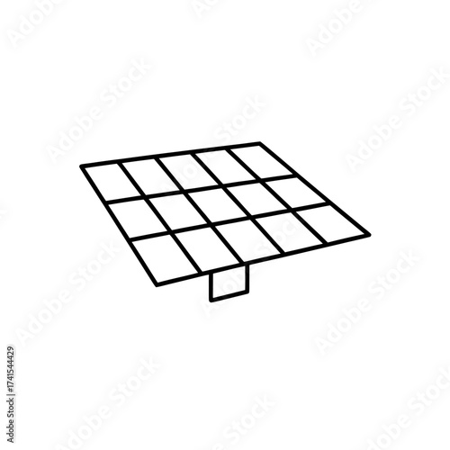 Illustration of a solar panel in black outline silhouette