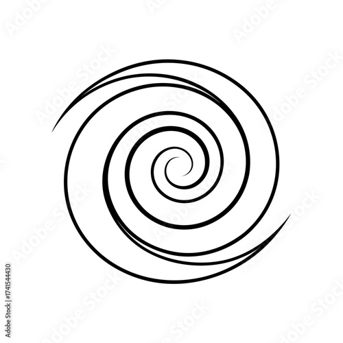 Black and white spiraling vortex design silhouette