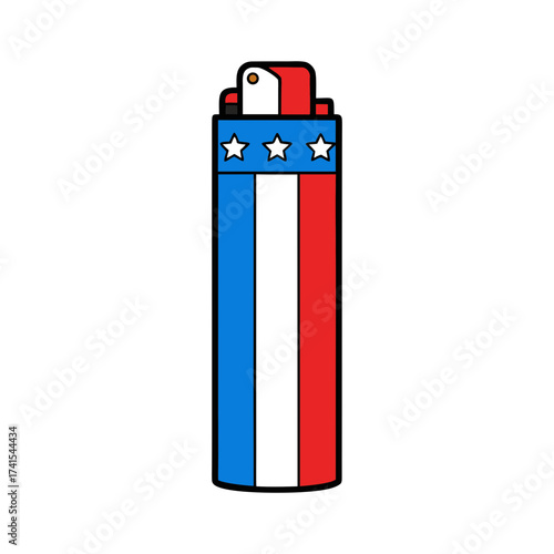 Patriotic american flag design disposable lighter vector graphic illustration scalable
