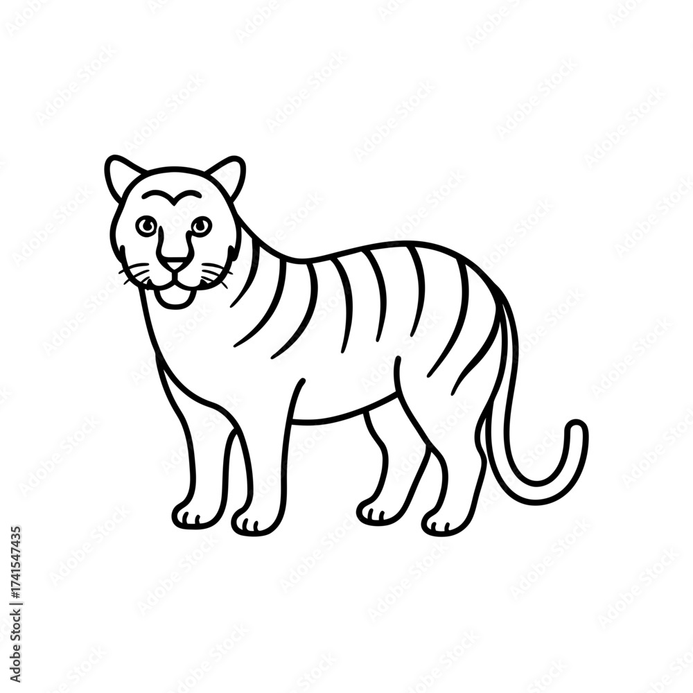 Obraz premium Illustration of a tiger with black stripes silhouette