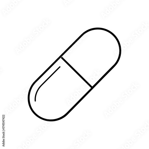 Illustration of a white capsule medicine silhouette