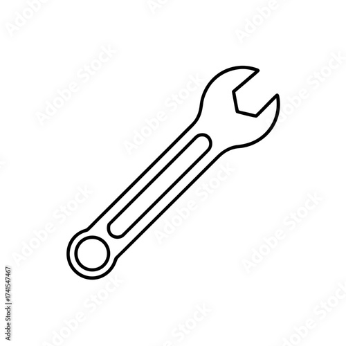 Outline drawing of a simple open wrench silhouette