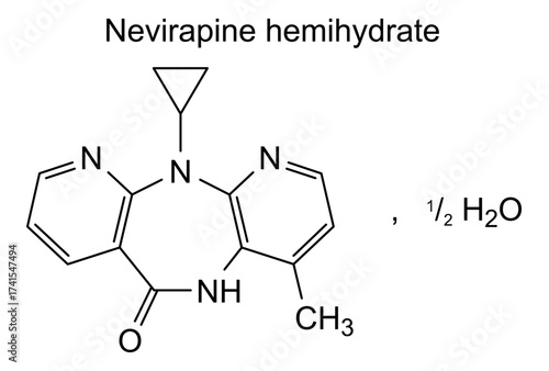 Chemical structure of nevirapine hemihydrate, drug substance
