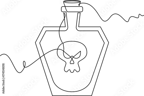 one line art poison vector illustration. line art, one continuous line, simple, hand drawn and sketch style. for icons, symbols, signs or logos. PNG