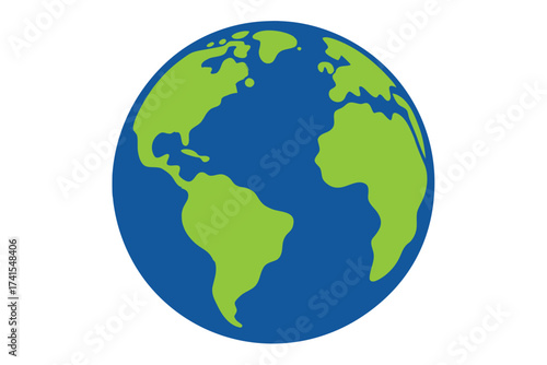 A blue and green globe with the continents of Africa, Asia, Europe