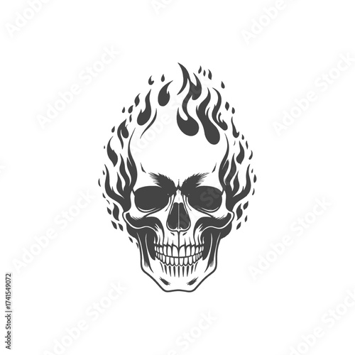 Burning Skull in Flames Illustration