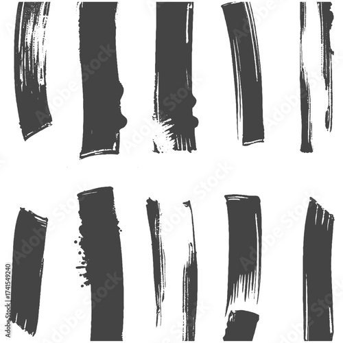 Collection of bold black brush strokes