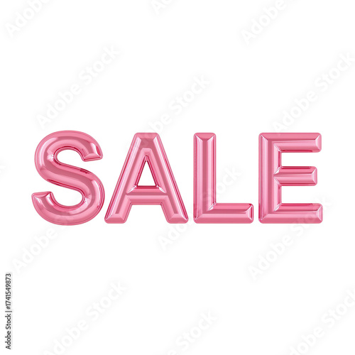 Pink 3d balloon letters spelling sale isolated on transparent background