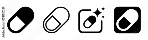 Medical pill icon in transparent PNG format, modern vector illustration suitable for pharmacy graphics, healthcare apps, prescription labels, drug info designs, and digital medical interface elements