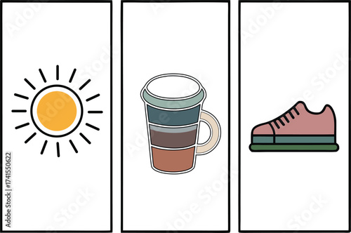 A sequential minimalist vector on transparent background