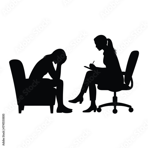 Silhouette of a person in therapy session with a counselor