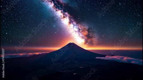 A Cosmic Oasis - The Sun's Twilight Embrace on a Volcanic Horizon