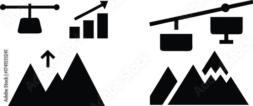 Business and finance icons growth success and challenges