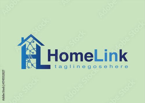 Smart HomeLink Logo Design with Circuit Network Future Home Intelligence Concept