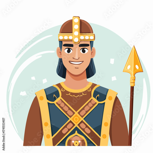 Ancient warrior with spear and ornate helmet