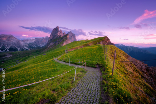 Hiking path on Seceda mount...