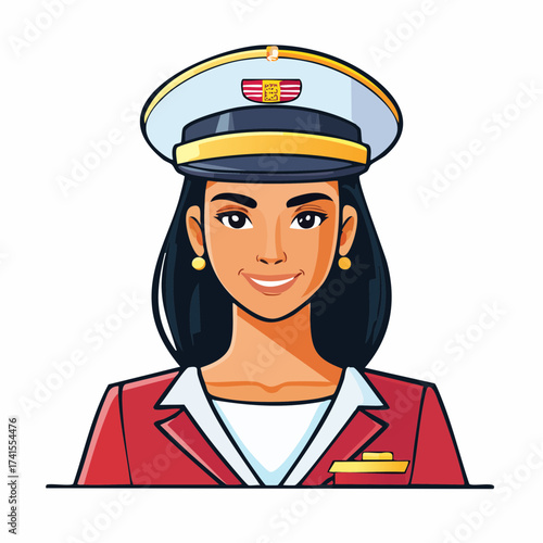 Female captain portrait with transparent background