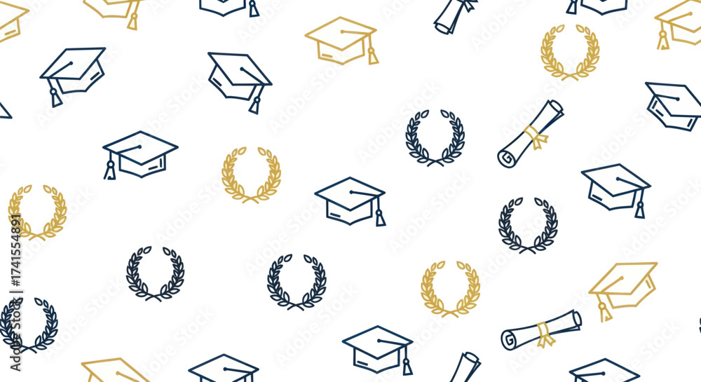 Fototapeta premium Graduation themed seamless pattern