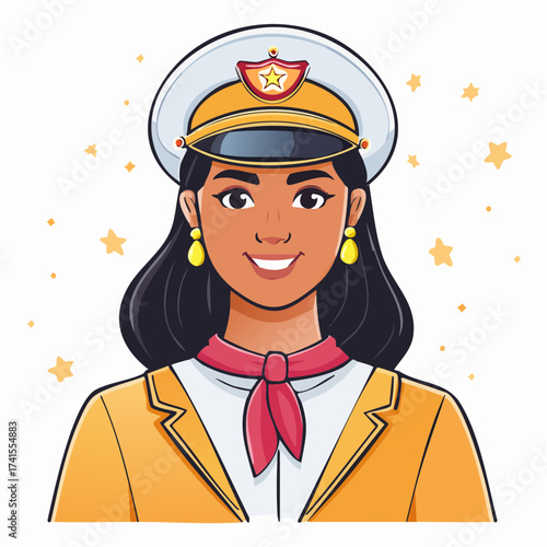 Female captain portrait with transparent background